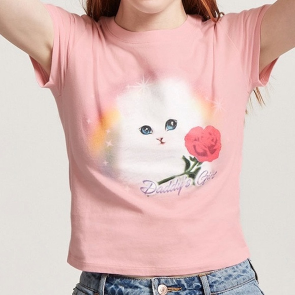 Forver 21 Aesthetic Daddy's Girl Cat shirt